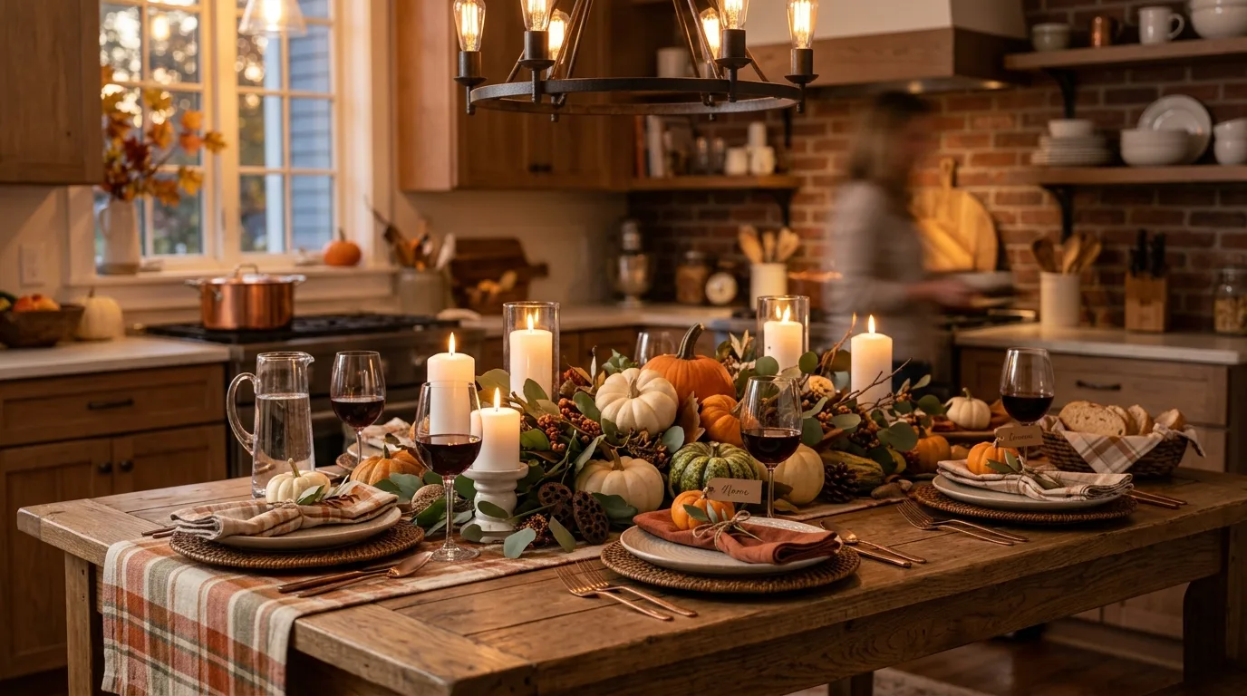Fall centerpiece on a kitchen dining table